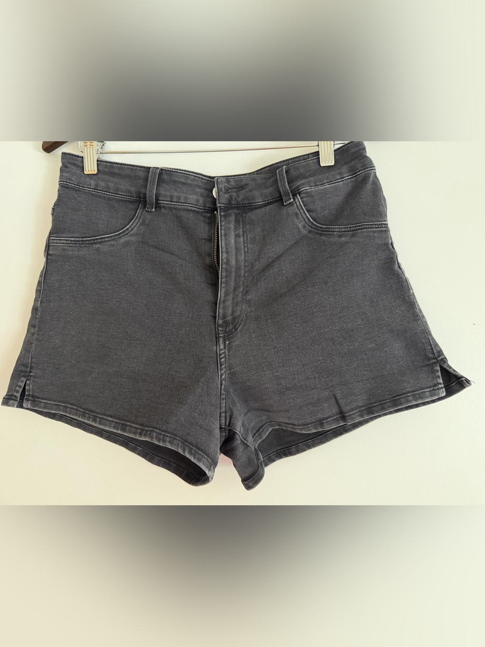 H&M High-Waist Dark Gray Denim Shorts